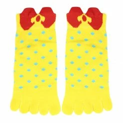 Allegra K Women Stretchy Cuffs Low Cut Dots Bowknot Pattern Toe Socks 9-11 Accessories