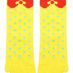 Allegra K Ankle Length Dots Bowknot Pattern Stretchy Toe Socks Accessories