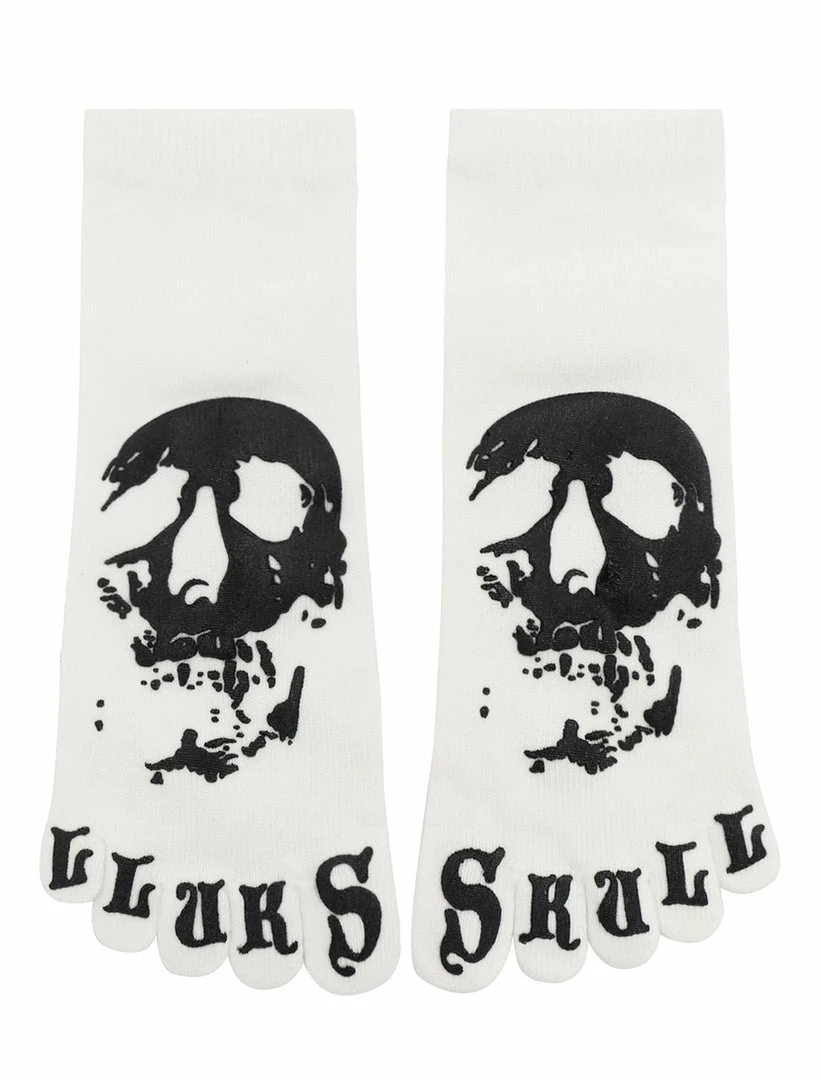 Allegra K Men Elastic Cuffs Letters Skull Pattern Ankle Length Five Toe Socks Accessories 8 Allegra K Men Elastic Cuffs Letters Skull Pattern Ankle Length Five Toe Socks Accessories