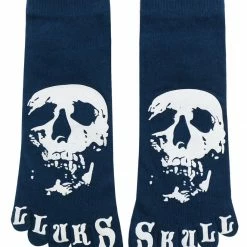 Allegra K Men Elastic Cuffs Letters Skull Pattern Ankle Length Five Toe Socks Accessories
