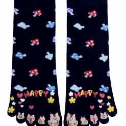 Allegra K Accessories Women Ankle Length Mushrooms Pattern Stretchy Toe Socks