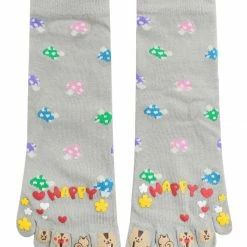 Allegra K Accessories Women Ankle Length Mushrooms Pattern Stretchy Toe Socks