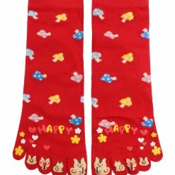 Allegra K Accessories Women Ankle Length Mushrooms Pattern Stretchy Toe Socks