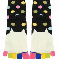 Allegra K Women Dots Letter Cat Prints Stretchy Ankle Length Toe Socks 9-11 Accessories
