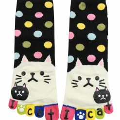Allegra K Women Dots Letter Cat Prints Stretchy Ankle Length Toe Socks 9-11 Accessories