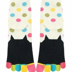 Allegra K Women Dots Letter Cat Prints Stretchy Ankle Length Toe Socks 9-11 Accessories
