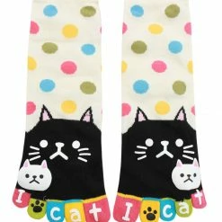 Allegra K Women Dots Letter Cat Prints Stretchy Ankle Length Toe Socks 9-11 Accessories