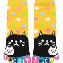 Allegra K Women Dots Letter Cat Prints Stretchy Ankle Length Toe Socks 9-11 Accessories