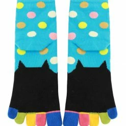 Allegra K Women Dots Letter Cat Prints Stretchy Ankle Length Toe Socks 9-11 Accessories