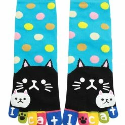 Allegra K Women Dots Letter Cat Prints Stretchy Ankle Length Toe Socks 9-11 Accessories