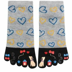 Allegra K Women Heart Cartoon Pattern Elastic Cuffs Stretchy Toe Socks