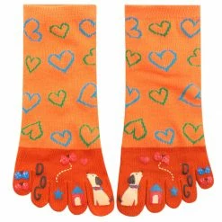 Allegra K Women Heart Cartoon Pattern Elastic Cuffs Stretchy Toe Socks