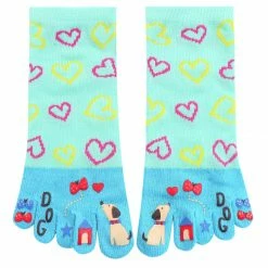 Allegra K Women Heart Cartoon Pattern Elastic Cuffs Stretchy Toe Socks