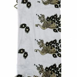 Allegra K Accessories Women Rectangle Semi Sheer Floral Peacock Pattern Mesh Scarf