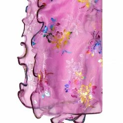 Allegra K Women Floral Prints Mesh Shiny Semi Sheer Long Scarf Accessories