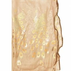 Allegra K Women Shiny Peafowl Prints Mesh Semi Sheer Long Scarf Accessories