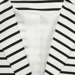 Women Allegra K Two Button Clouser Striped Blazer With Shaped Shawl Collar