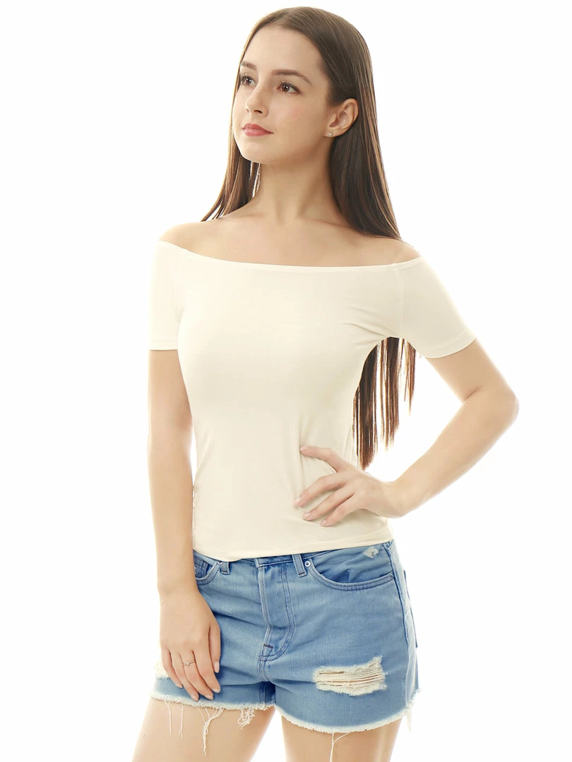 Allegra K Slim Fit Short Sleeves Off The Shoulder Cropped Top Clothing 47 Allegra K Slim Fit Short Sleeves Off The Shoulder Cropped Top Clothing