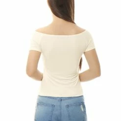 Allegra K Slim Fit Short Sleeves Off The Shoulder Cropped Top Clothing 126 Allegra K Slim Fit Short Sleeves Off The Shoulder Cropped Top Clothing