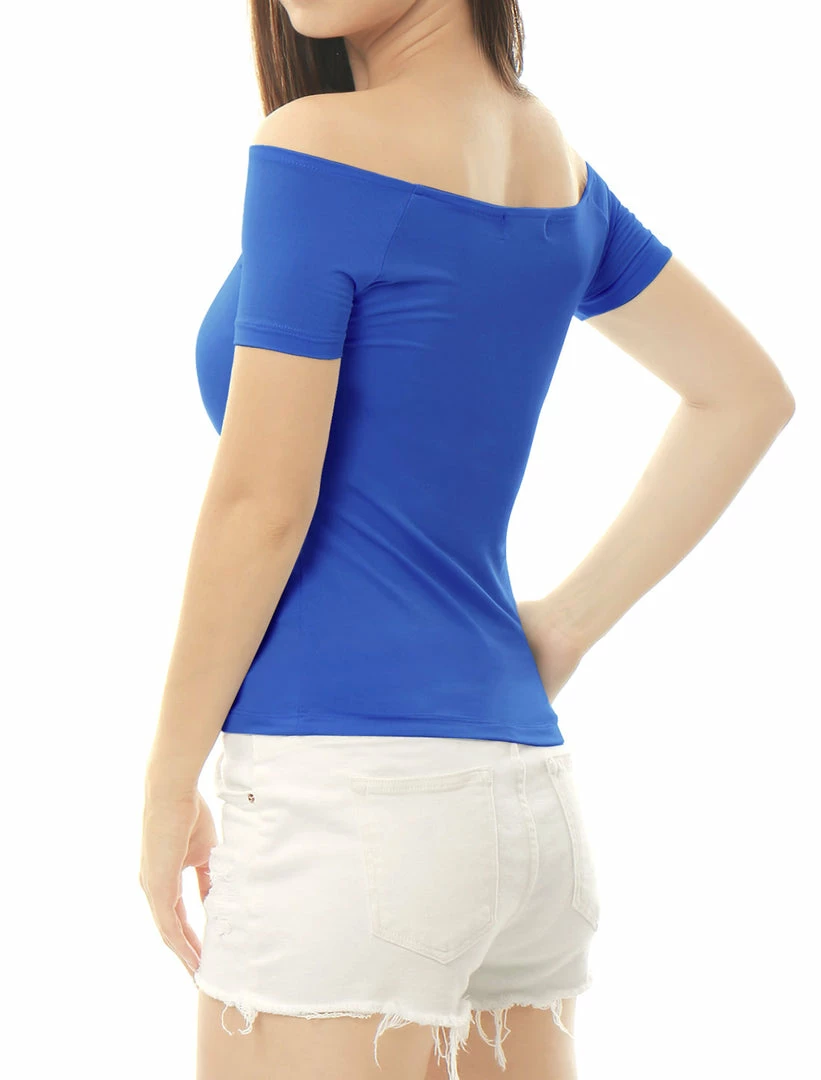 Allegra K Slim Fit Short Sleeves Off The Shoulder Cropped Top Clothing 42 Allegra K Slim Fit Short Sleeves Off The Shoulder Cropped Top Clothing