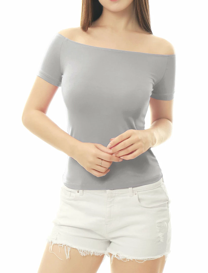 Allegra K Slim Fit Short Sleeves Off The Shoulder Cropped Top Clothing 35 Allegra K Slim Fit Short Sleeves Off The Shoulder Cropped Top Clothing