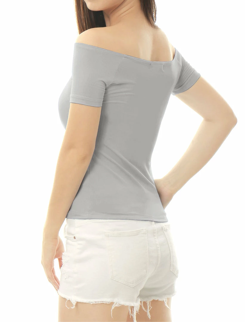 Allegra K Slim Fit Short Sleeves Off The Shoulder Cropped Top Clothing 36 Allegra K Slim Fit Short Sleeves Off The Shoulder Cropped Top Clothing