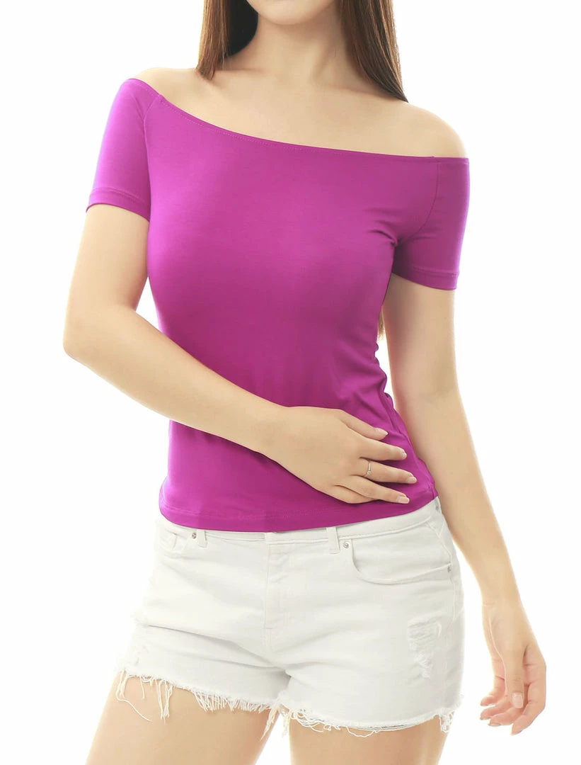 Allegra K Slim Fit Short Sleeves Off The Shoulder Cropped Top Clothing 29 Allegra K Slim Fit Short Sleeves Off The Shoulder Cropped Top Clothing