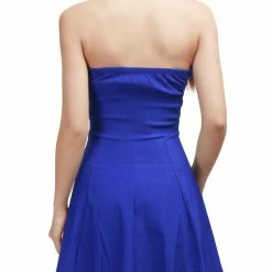 Allegra K Women's Strapless Exposed Zipper Front Tube Mini Party A-Line Dress