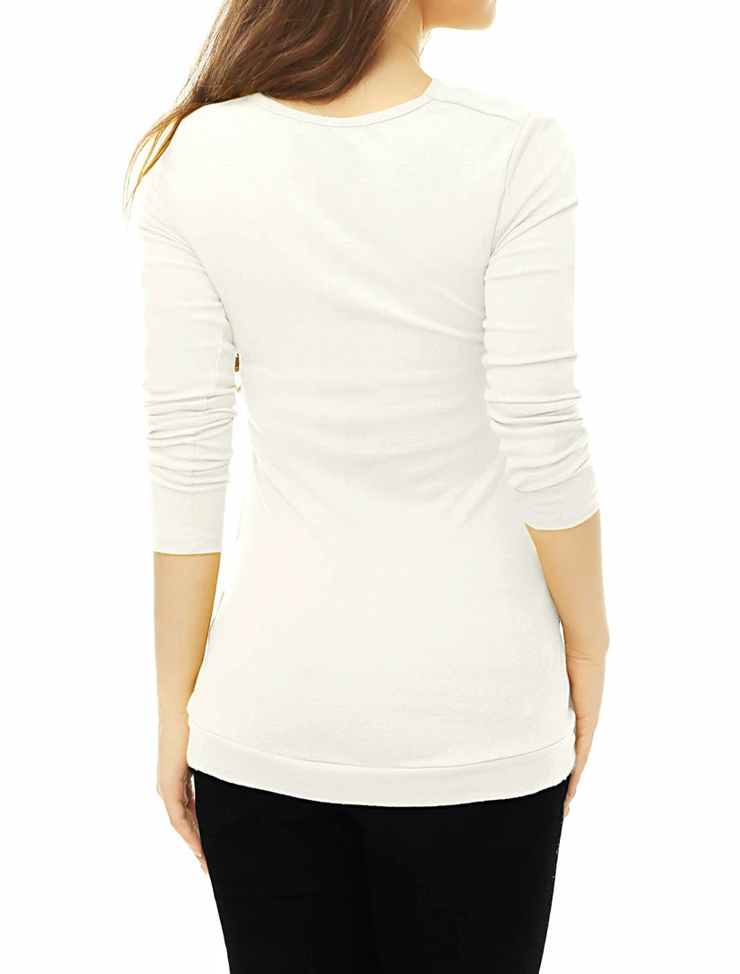 Women Allegra K Cowl Neck Long Sleeves Buttons Decor Ruched Top 78 Women Allegra K Cowl Neck Long Sleeves Buttons Decor Ruched Top