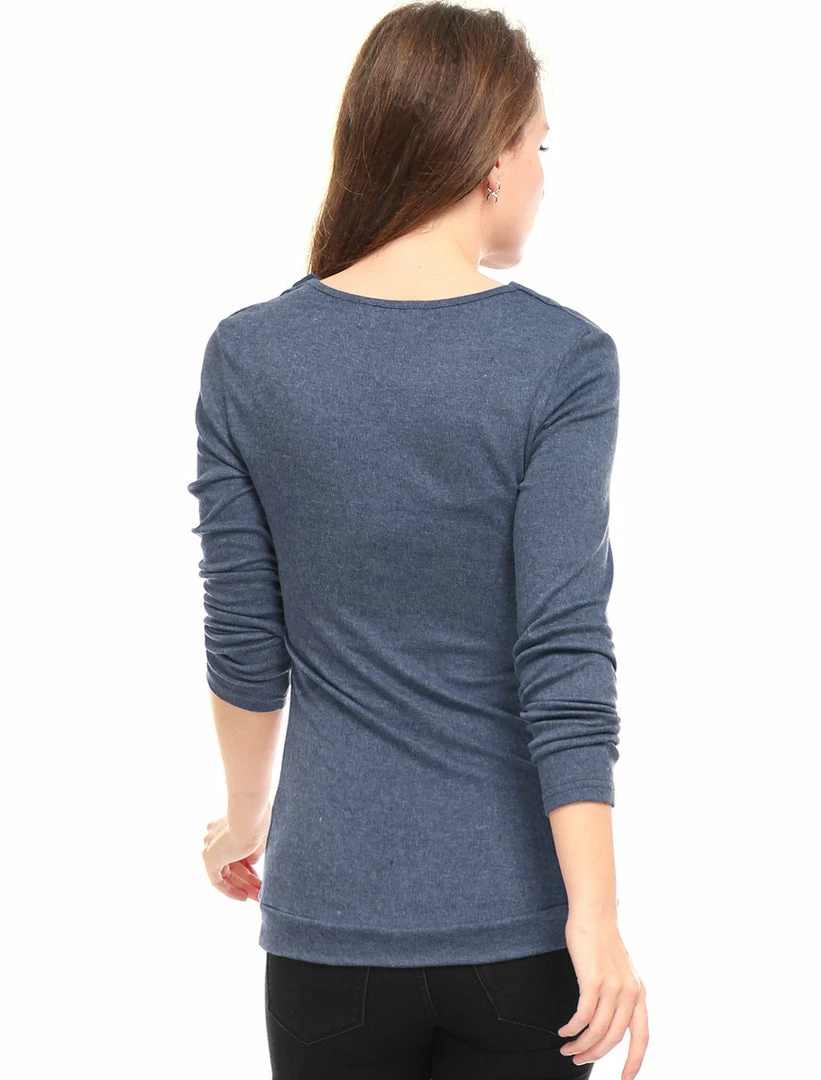 Women Allegra K Cowl Neck Long Sleeves Buttons Decor Ruched Top 72 Women Allegra K Cowl Neck Long Sleeves Buttons Decor Ruched Top