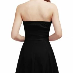 Allegra K Women's Strapless Exposed Zipper Front Tube Mini Party A-Line Dress