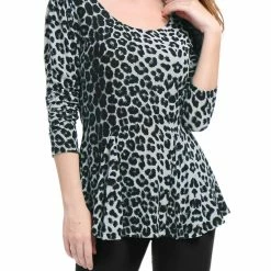 Allegra K 6507 Ladies Long Sleeves Scoop Neck Leopard Prints Peplum Shirt Women 107 Allegra K 6507 Ladies Long Sleeves Scoop Neck Leopard Prints Peplum Shirt Women