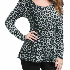 Allegra K 6507 Ladies Long Sleeves Scoop Neck Leopard Prints Peplum Shirt Women 106 Allegra K 6507 Ladies Long Sleeves Scoop Neck Leopard Prints Peplum Shirt Women