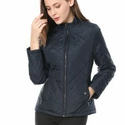 Women Allegra K Skyliner Model Down Jacket With Stand Collar