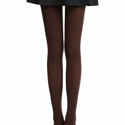 Allegra K Ladies Vertical Stripes Embroidery Breathable Pantyhose 1 Pack