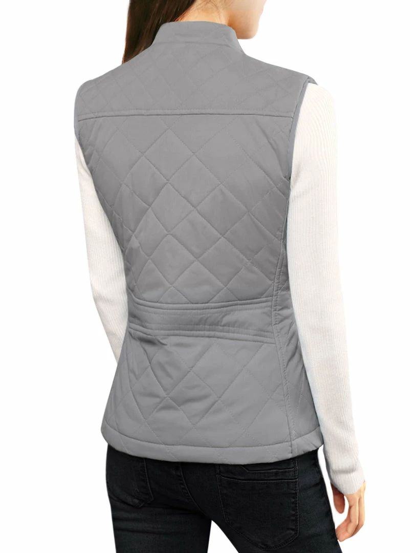 Allegra K Woman Zip Up Front Stand Collar Slant Pockets Quilted Padded Vest Women 61 Allegra K Woman Zip Up Front Stand Collar Slant Pockets Quilted Padded Vest Women