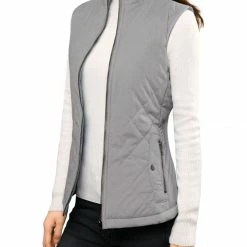 Allegra K Woman Zip Up Front Stand Collar Slant Pockets Quilted Padded Vest Women 159 Allegra K Woman Zip Up Front Stand Collar Slant Pockets Quilted Padded Vest Women