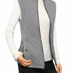 Allegra K Woman Zip Up Front Stand Collar Slant Pockets Quilted Padded Vest Women 157 Allegra K Woman Zip Up Front Stand Collar Slant Pockets Quilted Padded Vest Women
