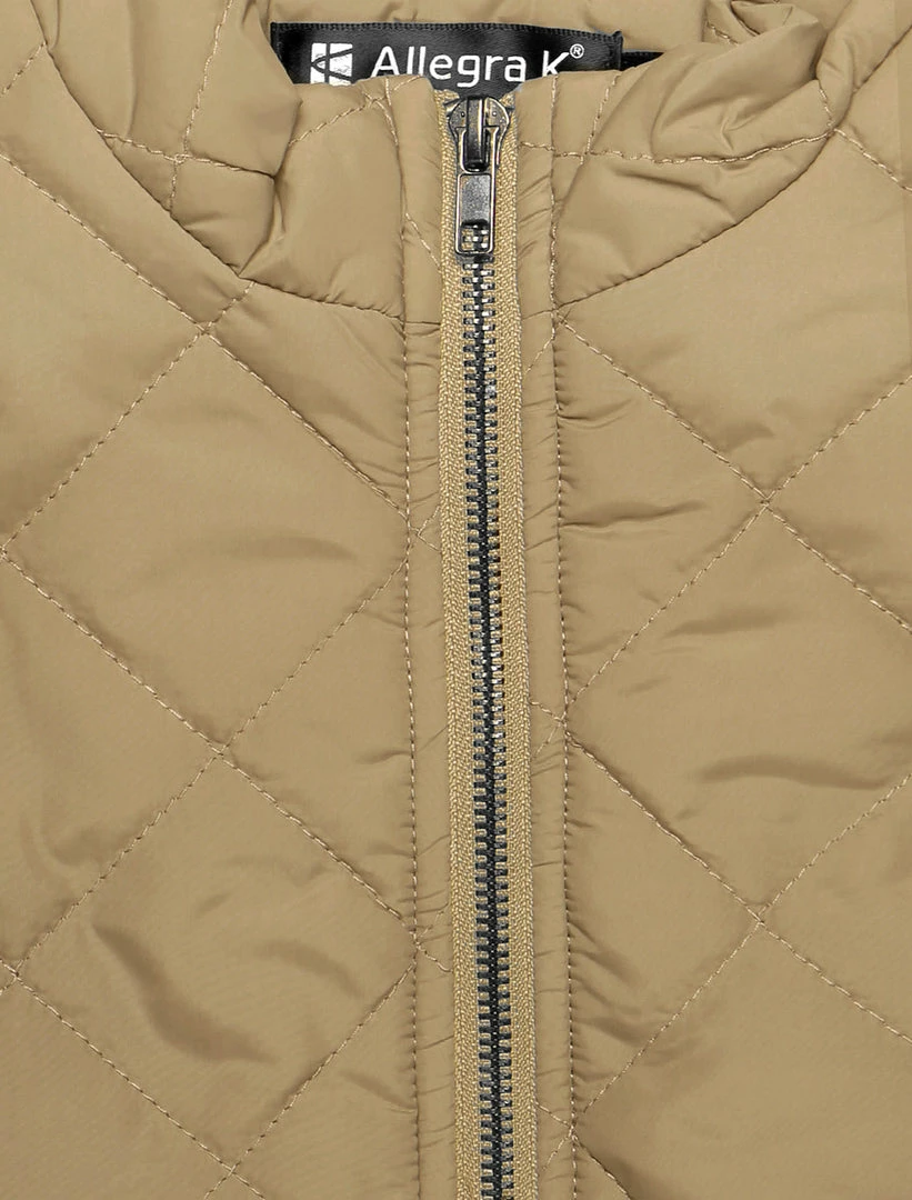 Allegra K Woman Zip Up Front Stand Collar Slant Pockets Quilted Padded Vest Women 47 Allegra K Woman Zip Up Front Stand Collar Slant Pockets Quilted Padded Vest Women