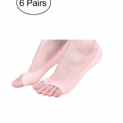 Allegra K Women Low Cut No Show Heel Grip Toeless Boat Socks 6 Pairs 10-12