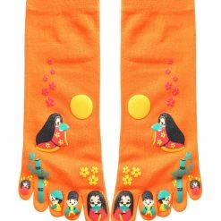 Allegra K Women 2 Pack Japanese Cartoon Print Five Toe Socks Accessories 28 Allegra K Women 2 Pack Japanese Cartoon Print Five Toe Socks Accessories