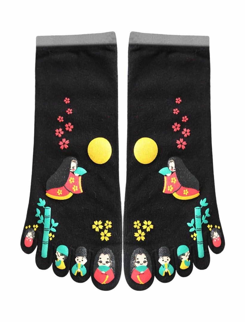 Allegra K Women 2 Pack Japanese Cartoon Print Five Toe Socks Accessories 4 Allegra K Women 2 Pack Japanese Cartoon Print Five Toe Socks Accessories