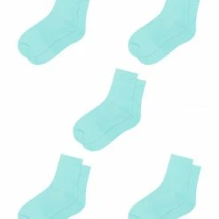 Allegra K Accessories Ladies Elastic Cuffs Stretchy Ankle High Socks 5 Pairs
