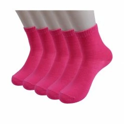 Allegra K Accessories Ladies Elastic Cuffs Stretchy Ankle High Socks 5 Pairs