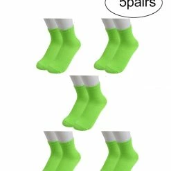 Allegra K Accessories Ladies Elastic Cuffs Stretchy Ankle High Socks 5 Pairs