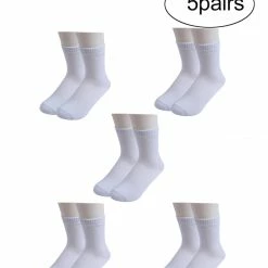 Allegra K Accessories Ladies Elastic Cuffs Stretchy Ankle High Socks 5 Pairs