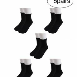Allegra K Accessories Ladies Elastic Cuffs Stretchy Ankle High Socks 5 Pairs