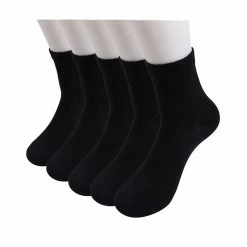 Allegra K Accessories Ladies Elastic Cuffs Stretchy Ankle High Socks 5 Pairs
