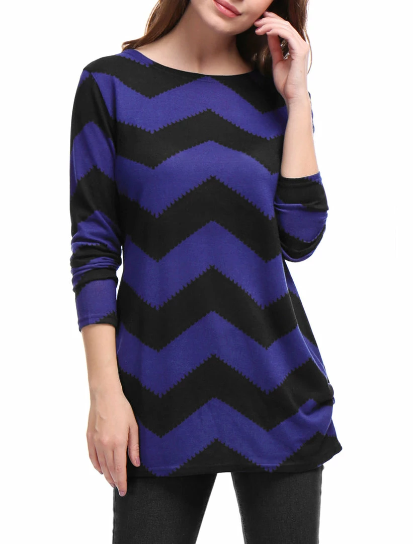 Allegra K Women's Round Neck Contrast Color Knitted Shirts Long Sleeve Sweater Tops 6 Allegra K Women's Round Neck Contrast Color Knitted Shirts Long Sleeve Sweater Tops