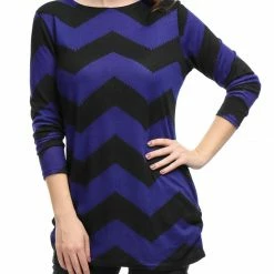 Allegra K Women's Round Neck Contrast Color Knitted Shirts Long Sleeve Sweater Tops